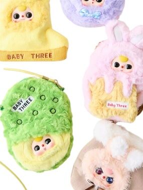 Baby Three Plush Character Crossbody Pouch - Pastel Yellow